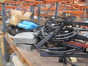 LOT TO INCLUDE: (24) STANDS, 16"WD X 37"HIGH SIZE, SCISSOR RACK KIND, METAL MATERIAL, (4) BEARINGS, MAIN KIND, FRONT AND INTERMEDIATE UPPER, (12) STAND, 30 GALLON SIZE, COLLAPSIBLE DRUM KIND, BLACK TUBULAR STEEL MATERIAL, (2) GEARS, SPUR TYPE.. LOADING & HANDLING FEE $15-4184